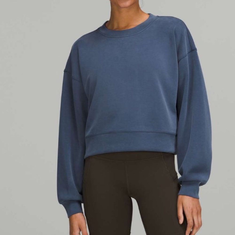 Lululemon Perfectly Oversized Cropped Crew *Softstreme in Mineral Blue